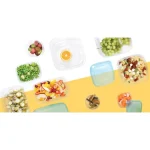 CURVER "FRESH&GO" SZÖGLETES ÉTELTARTÓ SZETT 0,5L + 1L + 2L - TRANSZPARENS/KÉK - Image 4