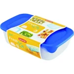 CURVER "FRESH&GO" SZÖGLETES ÉTELTARTÓ SZETT 0,5L + 1L + 2L - TRANSZPARENS/KÉK