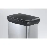 CURVER FÉMHATÁSÚ PEDÁLOS SZÖGLETES SZEMETES 50L - FEKETE/EZÜST - Image 4