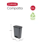 CURVER "COMPATTA" TÉGLALAP ALAKÚ PEDÁLOS SZEMETES 50L - Image 2