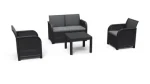 Rosalie rattan hatású műanyag kerti bútor szett, Chicago asztallal grafit - hűvös szürke