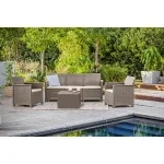 ELODIE MŰRATTAN KERTI BÚTOR SZETT 3 ÜLÉSES KANAPÉVAL PÁRNATARTÓS ASZTALLAL - Image 2