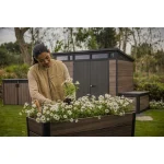 DECO ELEVATED MŰANYAG KERTI VIRÁGLÁDA (alsó polccal) 110L - Dió - Image 2