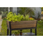 DECO ELEVATED MŰANYAG KERTI VIRÁGLÁDA (alsó polccal) 110L - Dió - Image 3