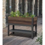 DECO ELEVATED MŰANYAG KERTI VIRÁGLÁDA (alsó polccal) 110L - Dió - Image 4