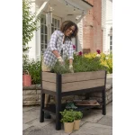 DECO ELEVATED MŰANYAG KERTI VIRÁGLÁDA (alsó polccal) 110L - Kőrisfa - Image 2