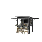 BAR-B-Q GAZEBO  MŰANYAG KERTI PAVILON - dió & szürke