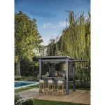 BAR-B-Q GAZEBO  MŰANYAG KERTI PAVILON - dió & szürke - Image 3