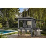 BAR-B-Q GAZEBO  MŰANYAG KERTI PAVILON - dió & szürke - Image 4