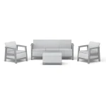 SCANDI LINEA 5 SZEMÉLYES KERTI BÚTOR SZETT JUTE TÁROLÓS ASZTALLAL