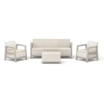 SCANDI LINEA 5 SZEMÉLYES KERTI BÚTOR SZETT JUTE TÁROLÓS ASZTALLAL