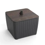 DECO LUZON MŰRATTAN NAPERNYŐTARTÓS KERTI ASZTAL - dió/grafit