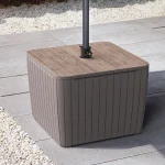 DECO LUZON MŰRATTAN NAPERNYŐTARTÓS KERTI ASZTAL - kőrisfa/cappucino - Image 2