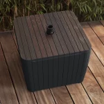 DECO LUZON MŰRATTAN NAPERNYŐTARTÓS KERTI ASZTAL - dió/grafit - Image 4