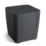 LUZON KEREK MŰRATTAN KERTI ASZTAL TÁROLÓ FUNKCIÓVAL