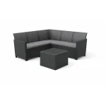 CLAIRE 5 SZEMÉLYES MŰRATTAN KERTI SAROKGARNITÚRA PÁRNATARTÓS ASZTALLAL