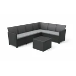 CLAIRE 6 SZEMÉLYES MŰRATTAN SAROKGARNITÚRA KERTI BÚTOR SZETT PÁRNATARTÓS ASZTALLAL