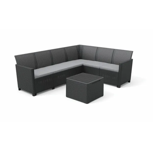 253079 CLAIRE 6 SZEMÉLYES MŰRATTAN SAROKGARNITÚRA KERTI BÚTOR SZETT PÁRNATARTÓS ASZTALLAL - Image 1