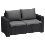 CALIFORNIA 2 SZEMÉLYES MŰRATTAN KERTI KANAPÉ FÉM LÁBAKKAL