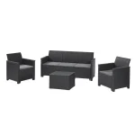 ELODIE MŰRATTAN KERTI BÚTOR SZETT 3 ÜLÉSES KANAPÉVAL PÁRNATARTÓS ASZTALLAL