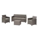 ELODIE MŰRATTAN KERTI BÚTOR SZETT 3 ÜLÉSES KANAPÉVAL PÁRNATARTÓS ASZTALLAL