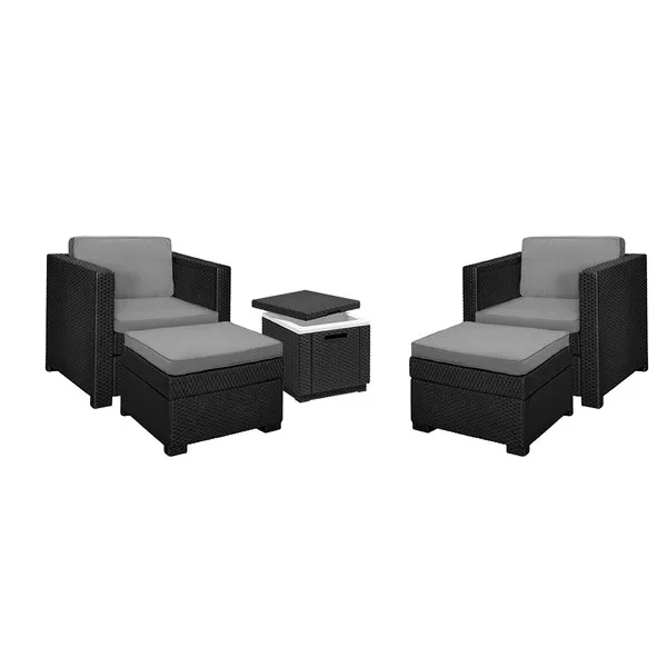 2x-Provence-chill-out-set-Ice-cube-GRAY KETER PROVENCE CHILL OUT MŰRATTAN KERTI SZETT (2DB) JÉGLÁDÁS ASZTALLAL - Grafit, Szürke - Image 1