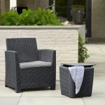 LUZON KEREK MŰRATTAN KERTI ASZTAL TÁROLÓ FUNKCIÓVAL - Image 5