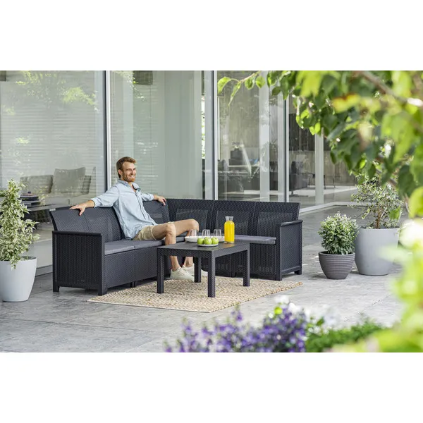 ELODIE 6 SZEMÉLYES MŰRATTAN SAROKGARNITÚRA KERTI BÚTOR SZETT CHICAGO ASZTALLAL - Image 5