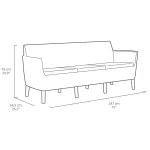 SALEMO 3 ÜLÉSES MŰRATTAN KERTI KANAPÉ - Image 5