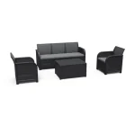 ROSALIE 5 SZEMÉLYES MŰRATTAN KERTI BÚTOR SZETT PÁRNATARTÓS ASZTALLAL - Image 4