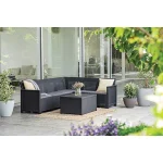 ELODIE 6 SZEMÉLYES MŰRATTAN SAROKGARNITÚRA KERTI BÚTOR SZETT PÁRNATARTÓS ASZTALLAL - Image 5